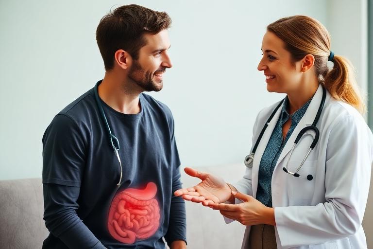 Arzt berät Patient über Verdauungsgesundheit und Parasite Cleanse Anwendung