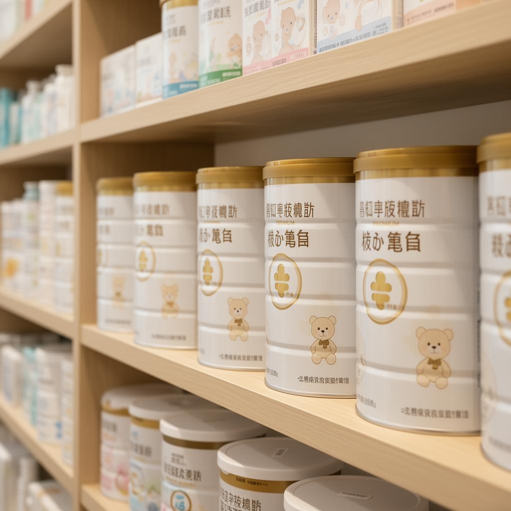 Premium-Babynahrung mit Lactoferrin in einem asiatischen Markt