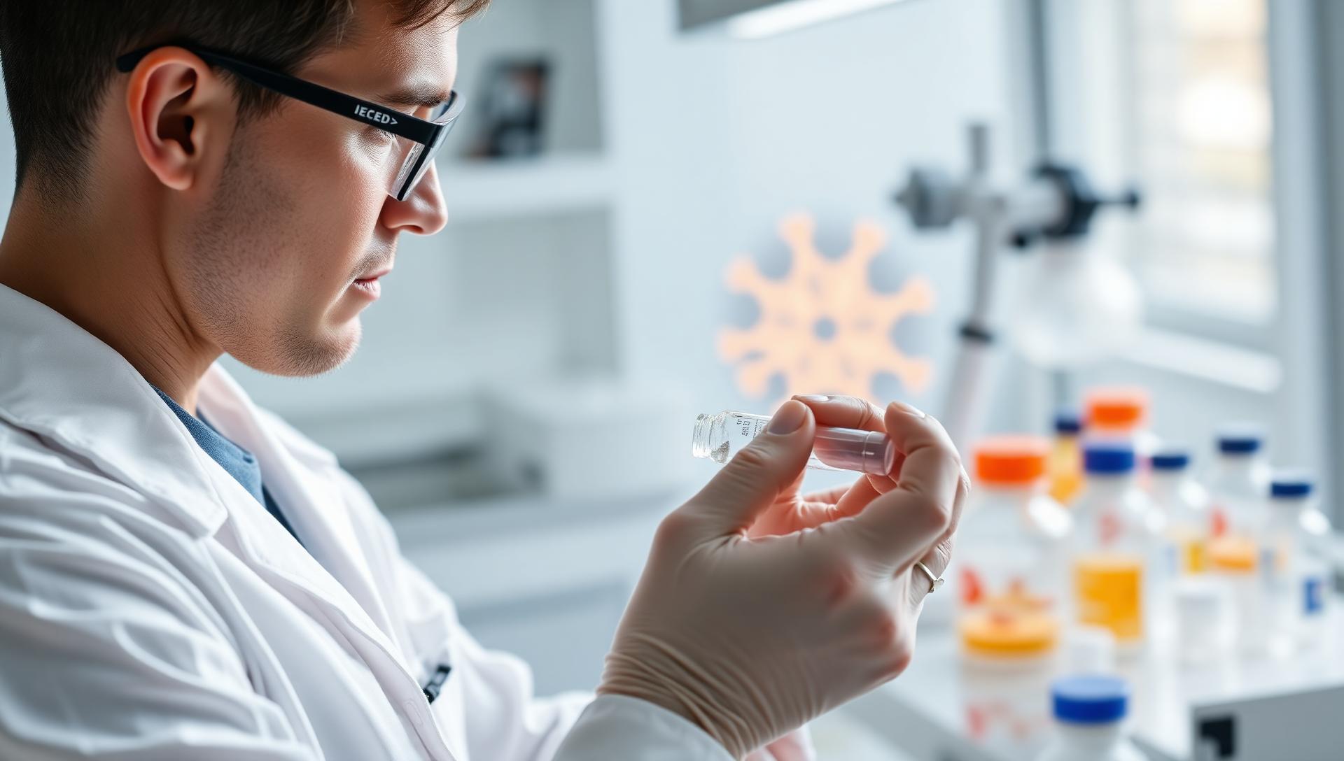Wissenschaftliche 3D-Darstellung des Lactoferrin-Proteins mit eisenbindender Struktur