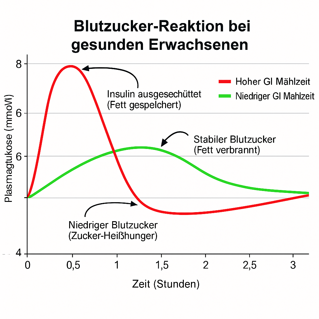 Blutzucker-Reaktion bei gesunden Erwachsenen - Vergleich hoher und niedriger glykämischer Index